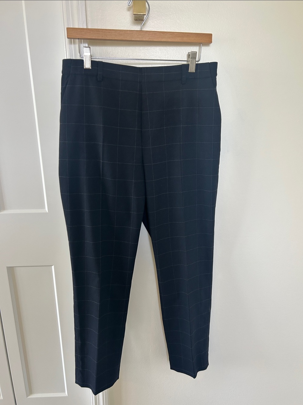 Uniqlo Women's Navy Windowpane Straight-Leg Pants